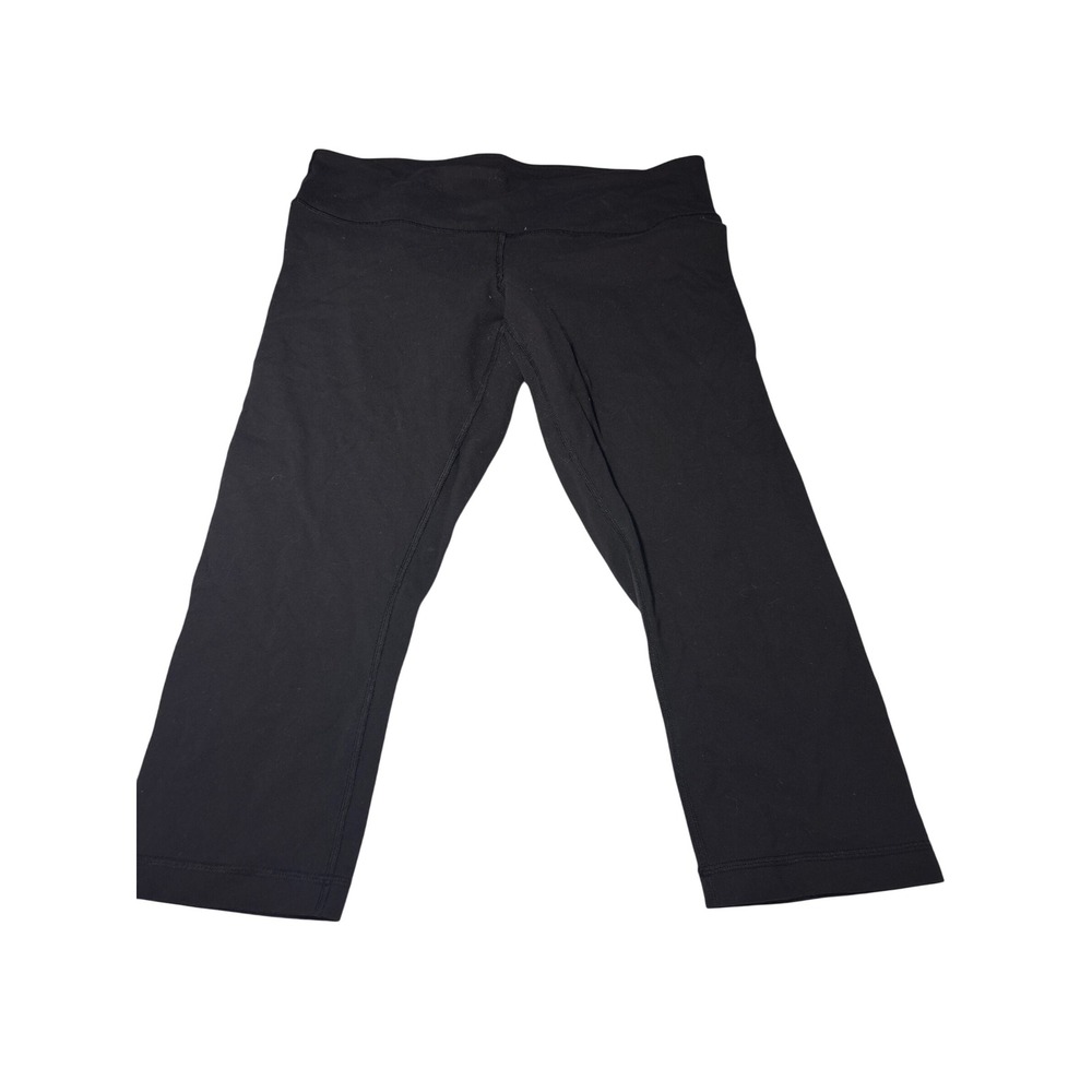 Lululemon Black Cropped Leggings Women Mid Rise Yoga Capri Pants 21 Inseam- 12